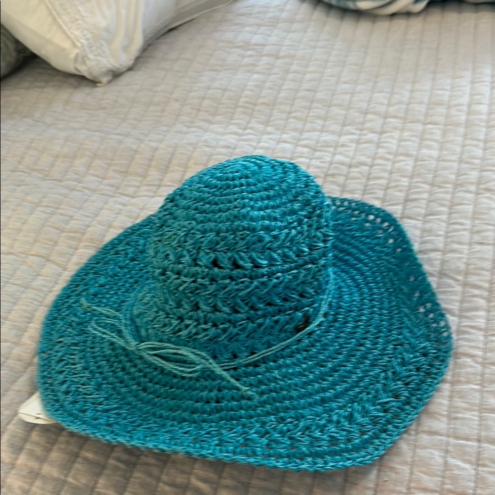 NWT Teal Woven Sun Hat one size